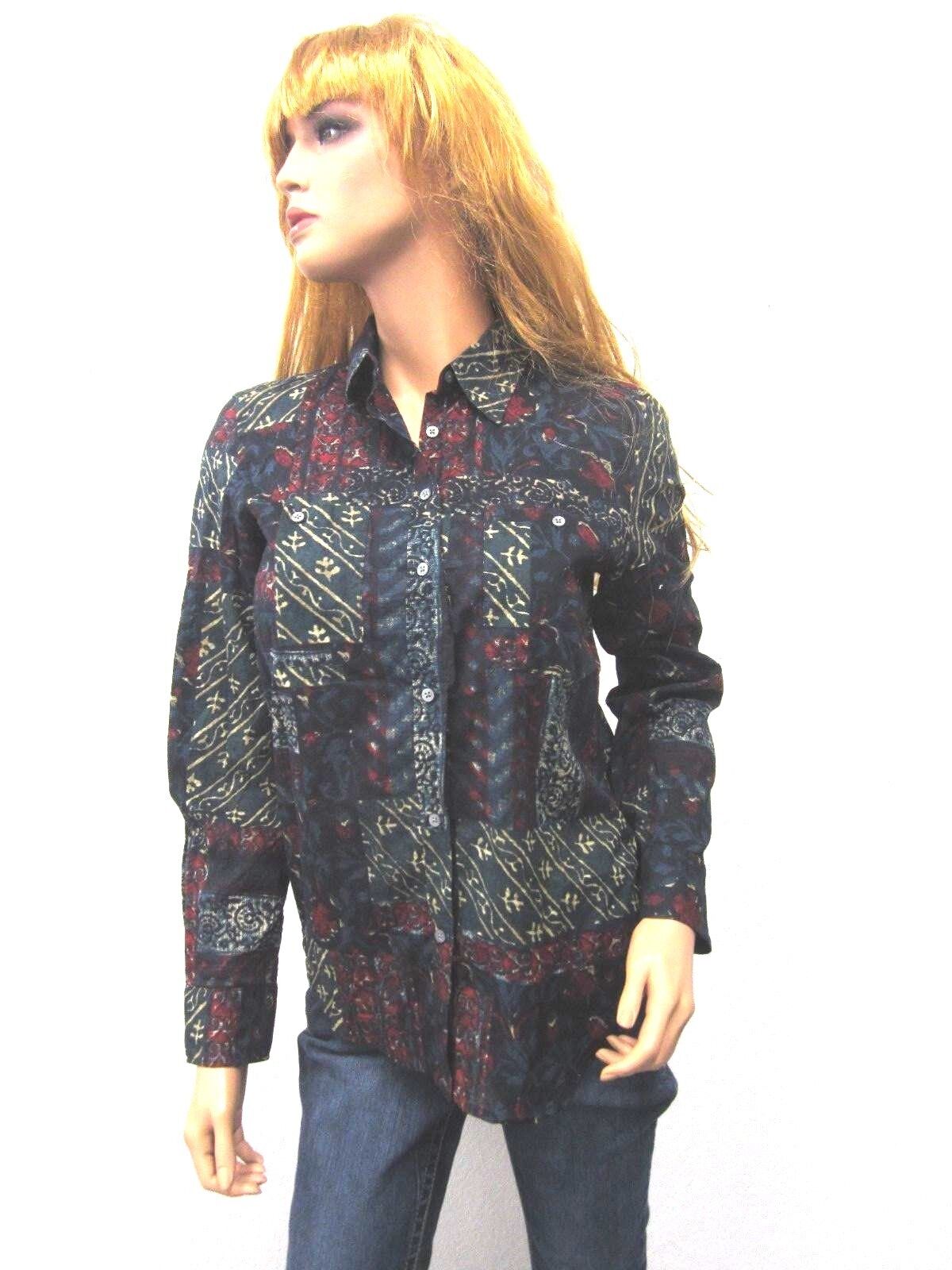 NICE Ralph Lauren Womens Small Design Print Long Sleeve Button Down Shirt Top