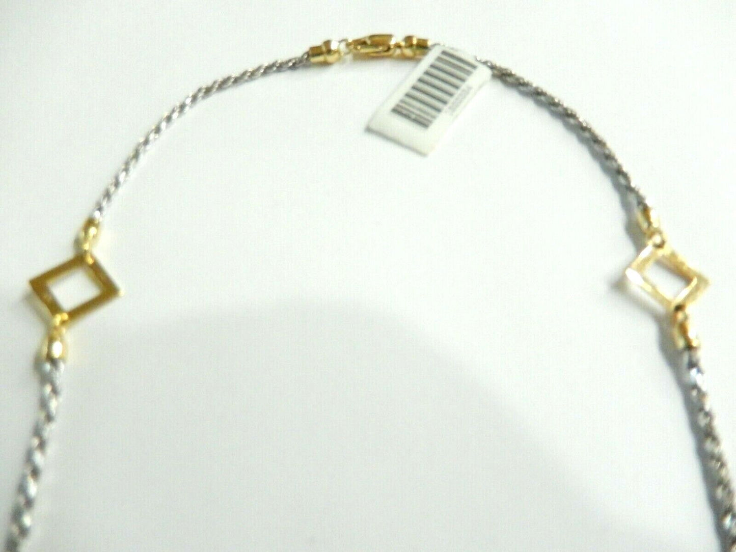 *NWT* 14k Two-Tone Yellow and White Gold Modern Design 2mm  Motif Necklace 16"