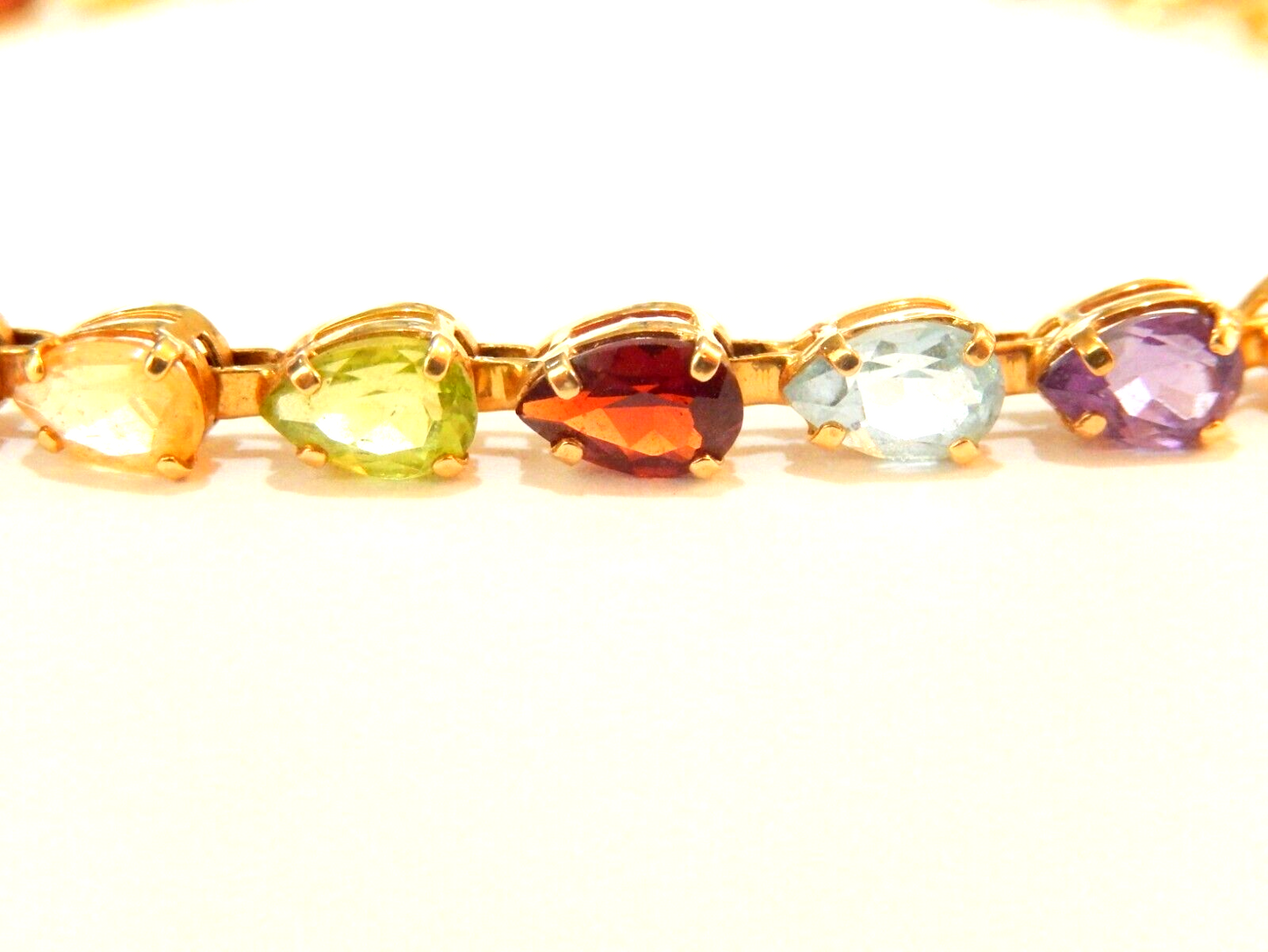 *VINTAGE* 14K Yellow Gold  9.50 CT Natural  Multi Gem Bracelet 7.75"