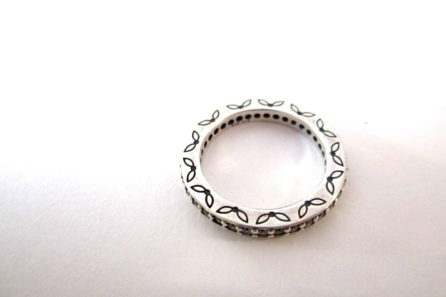 RETIRED PANDORA .925 STERLING SILVER 2.6MM  CZ ETERNITY BAND /RING Sz 7.5