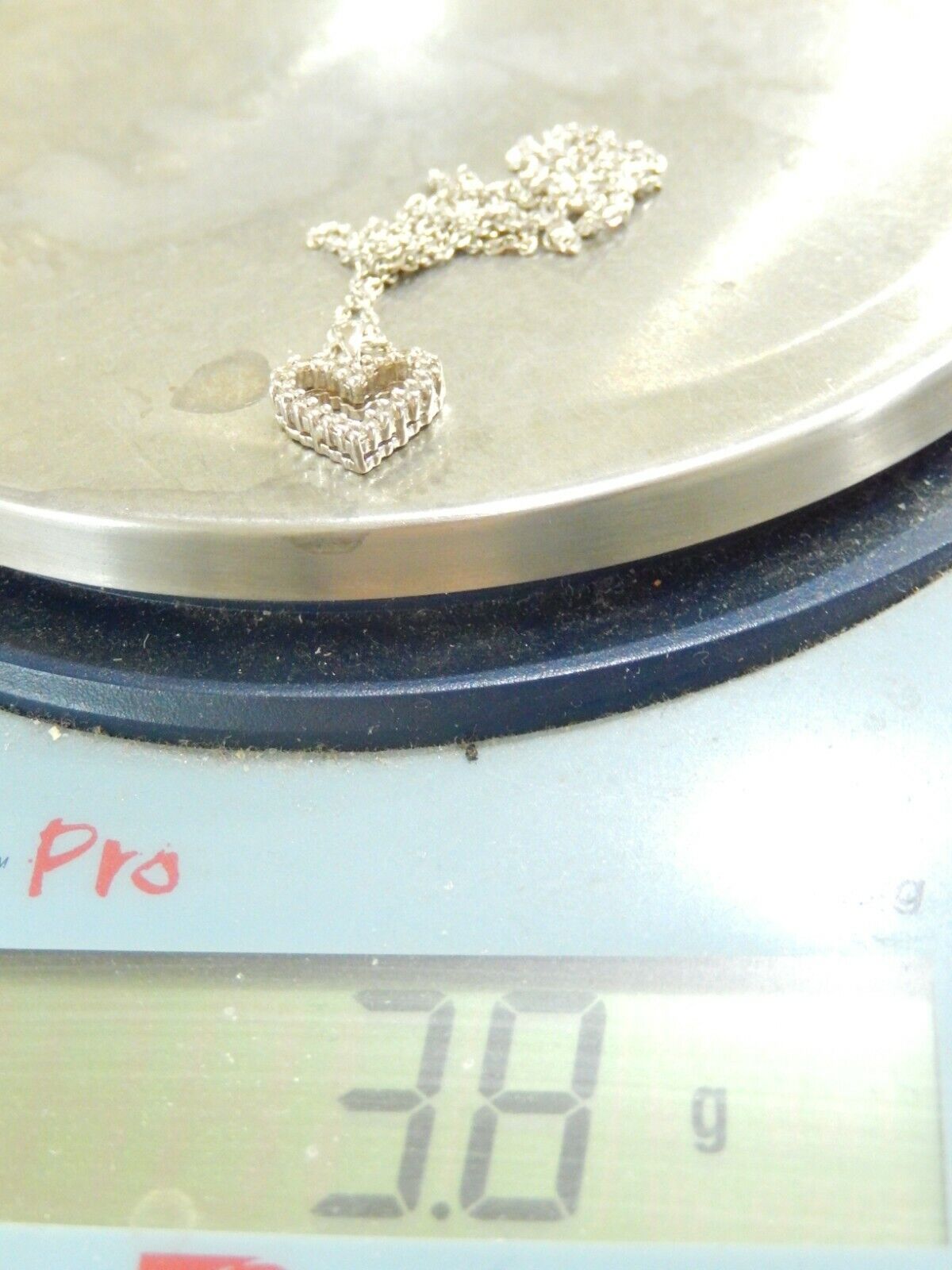 18K White Gold Natural .25ctw Diamond Heart Pendant Necklace w/18" Chain