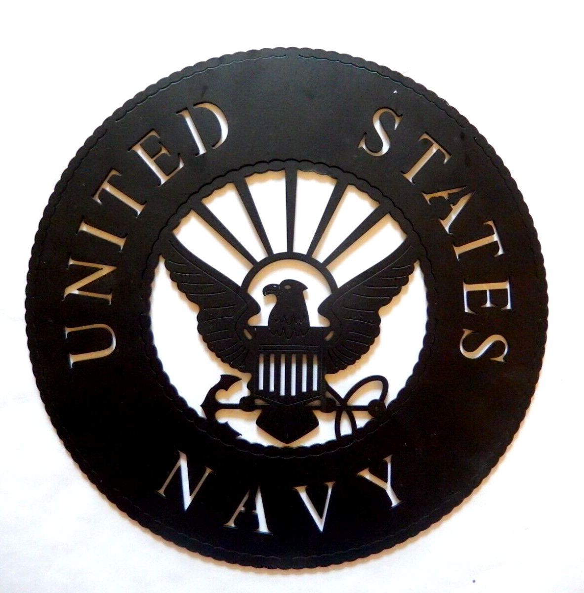 ~NEW~ 13 ga. THICK - "UNITED STATES NAVY" Black Metal Art - 11"