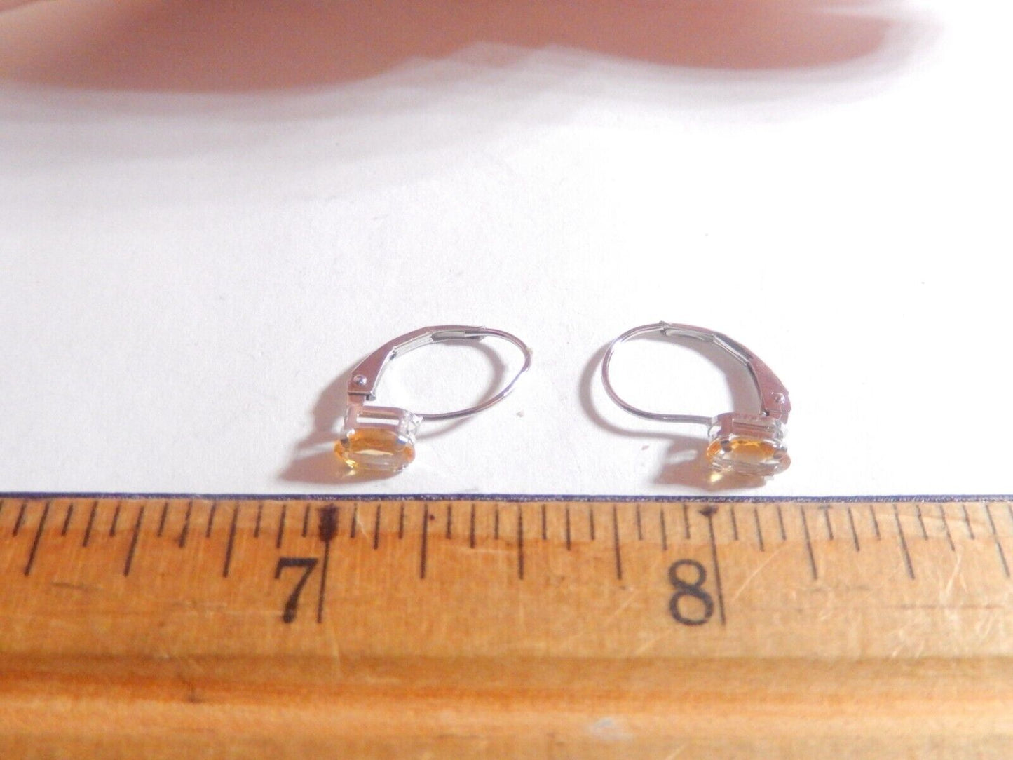 *VINTAGE*  10k White Gold 1.00 CT Oval Citrine  Leverback Earrings
