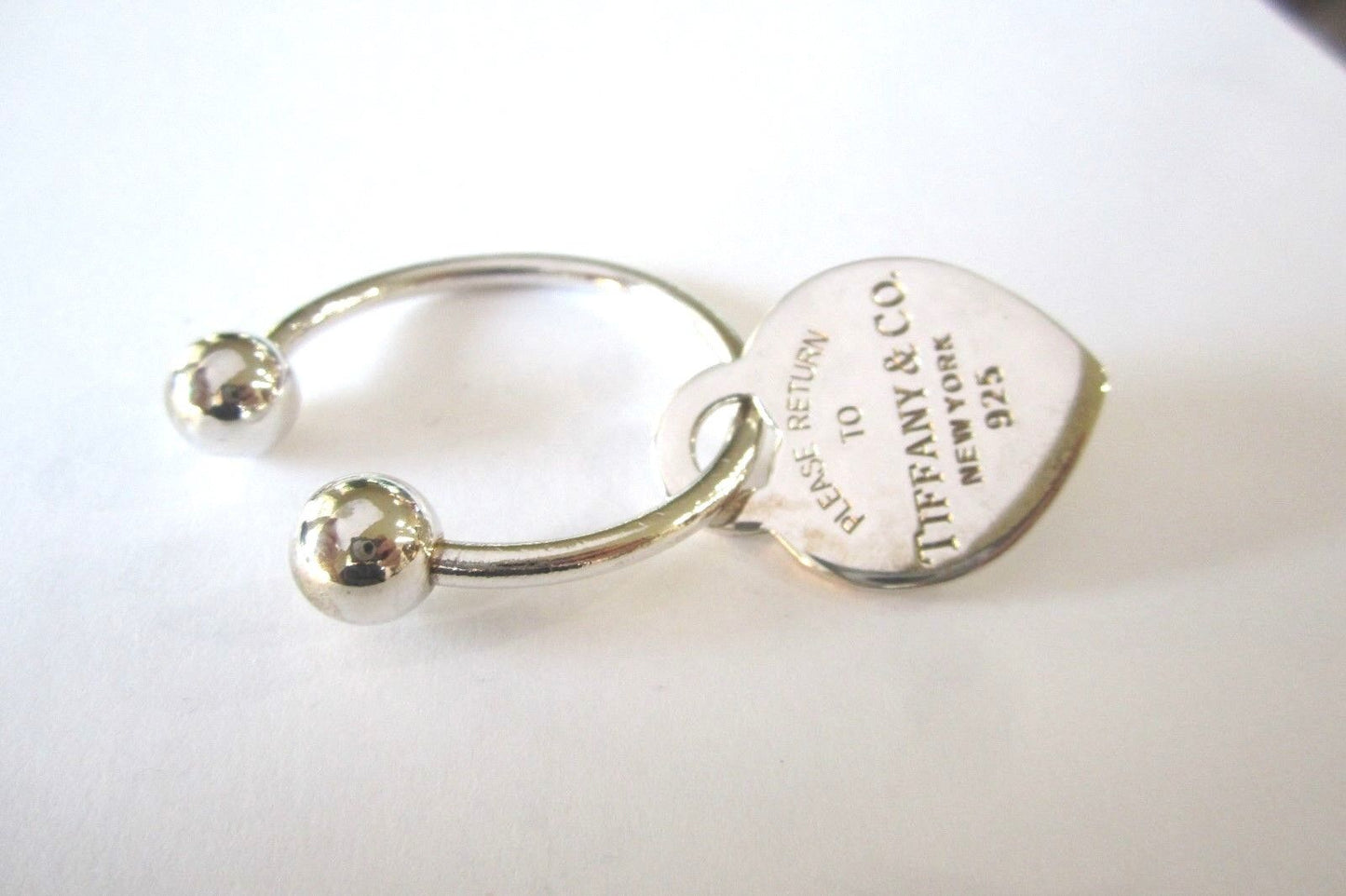 *MINT*   Tiffany & Co. Please Return To Sterling Silver Heart Key Ring