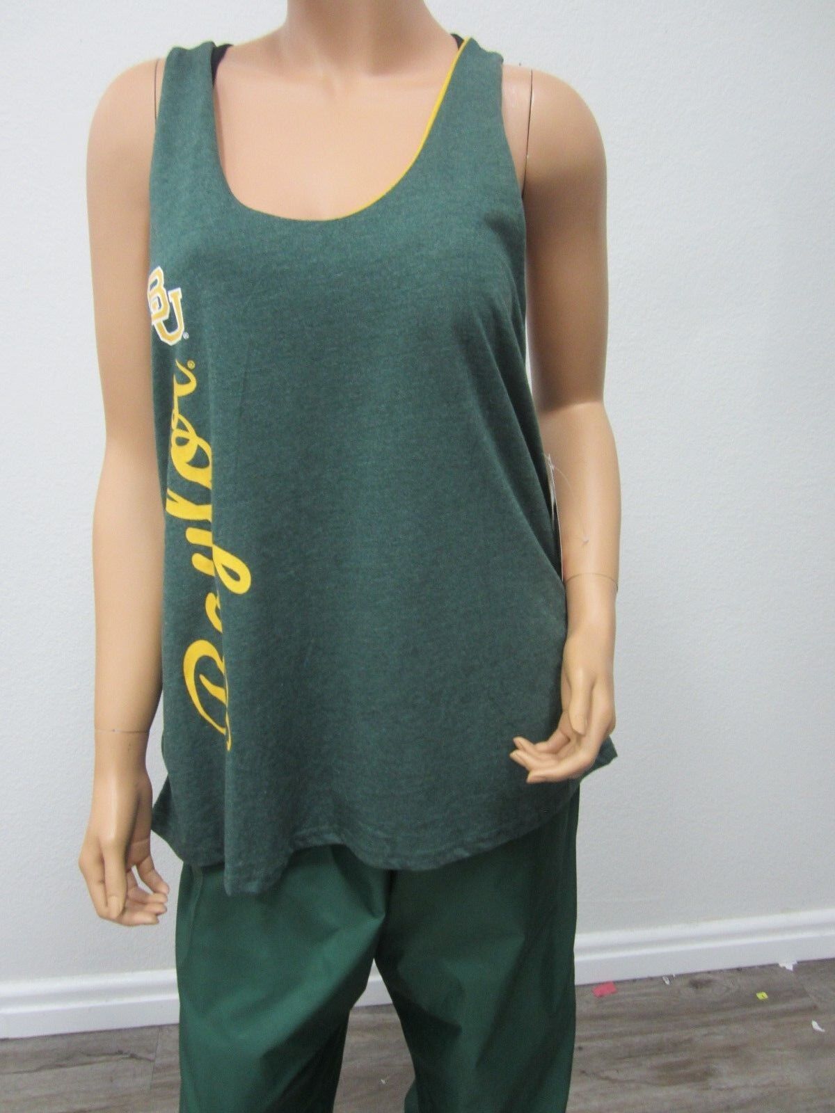 NWT Baylor University Bears Women's Tank Top Reversible Yellow & Green Size XL