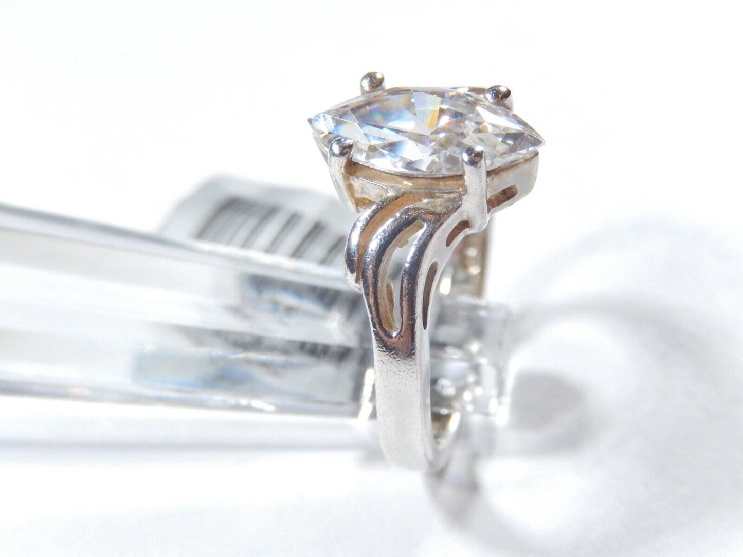 *VINTAGE* Solitaire Sterling Silver 1.50 CT  Marquise Cut CZ Ring Size 6