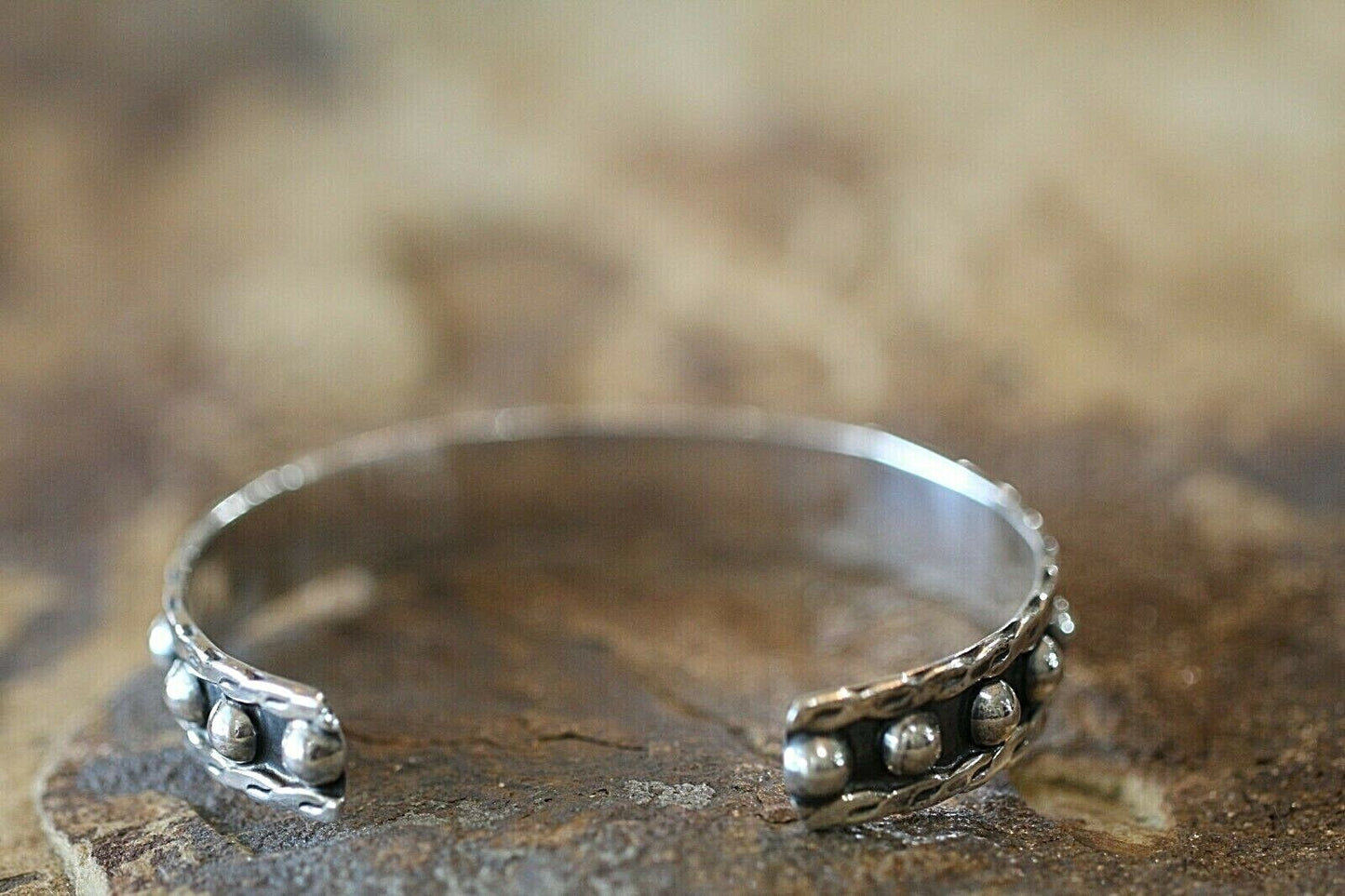 *VINTAGE* TAXCO  STERLING SILVER 7/16" WIDE CUFF BRACELET 31 GRAMS SIGNED TB166