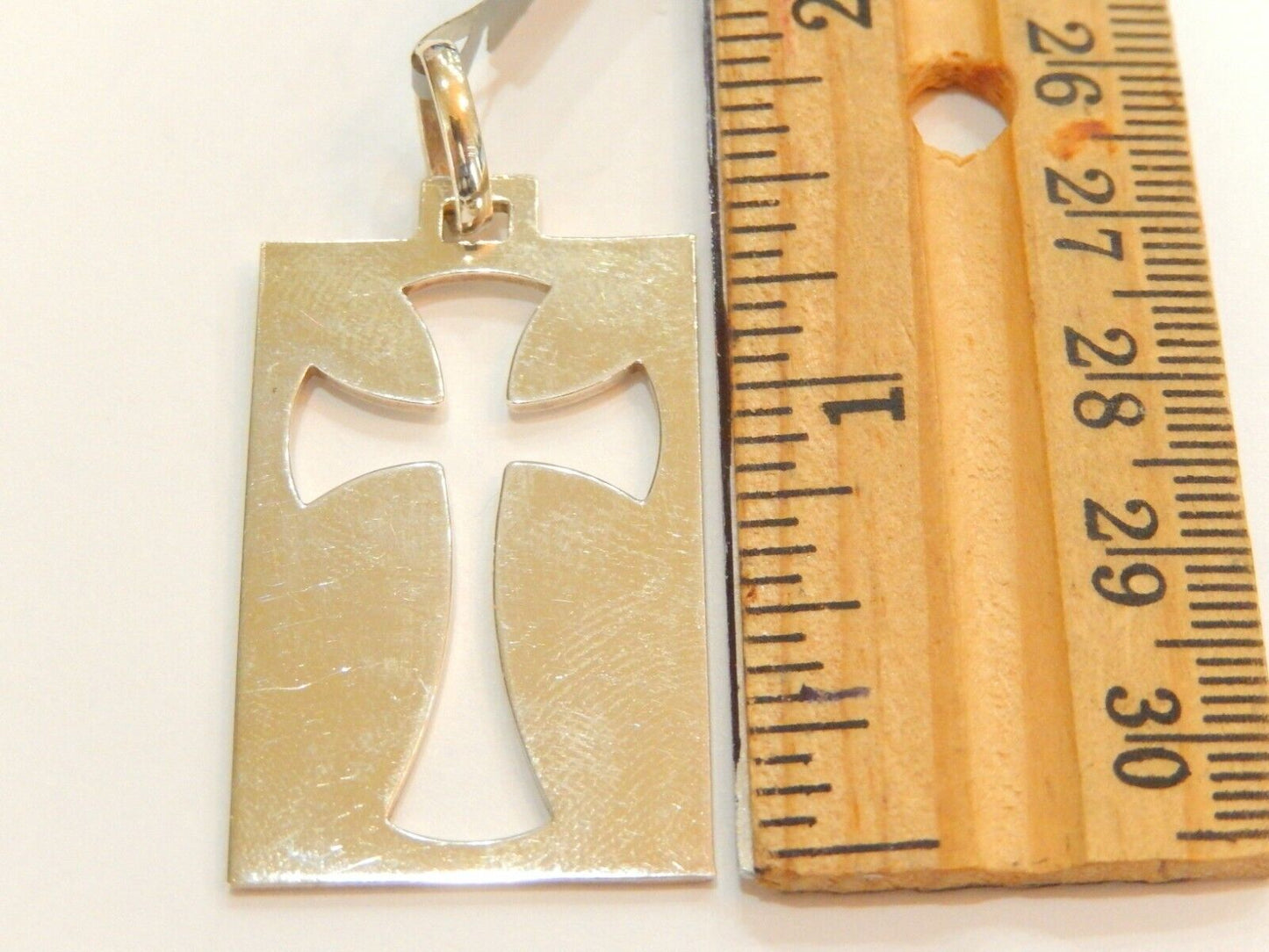 *VINTAGE* - UNOAERRE 800 Silver Cross Cut Out  Pendant 2" x 1"