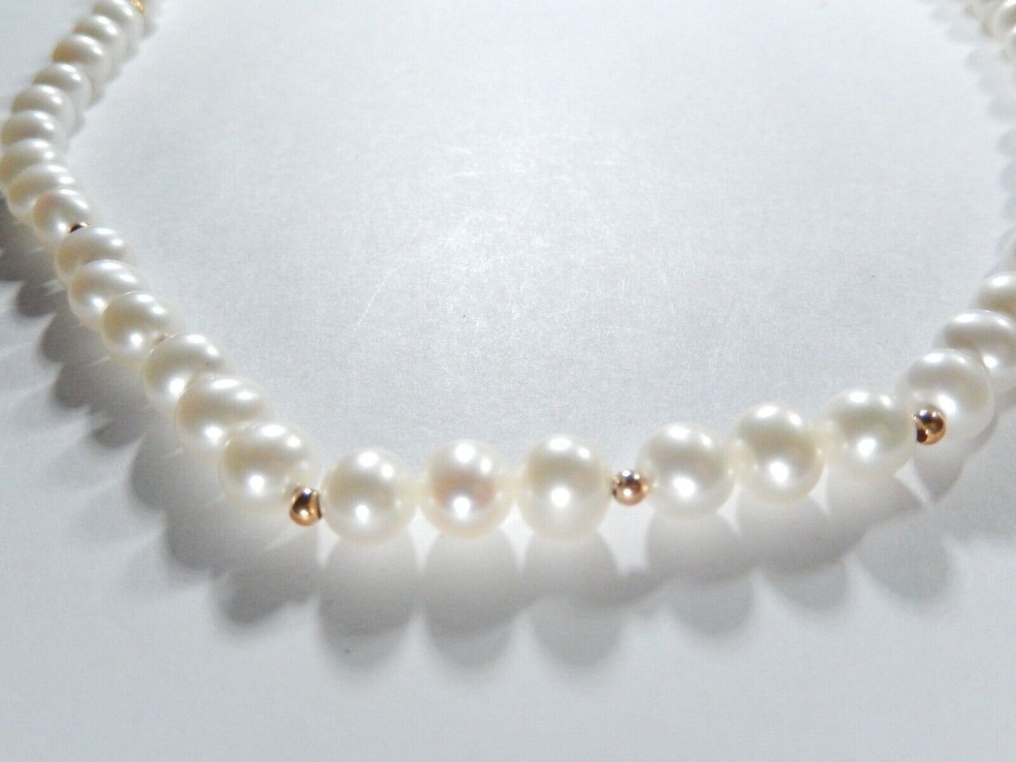 *VINTAGE* 7.0mm Cultured Pearls with 14k Yellow Gold Beads 18" Necklace