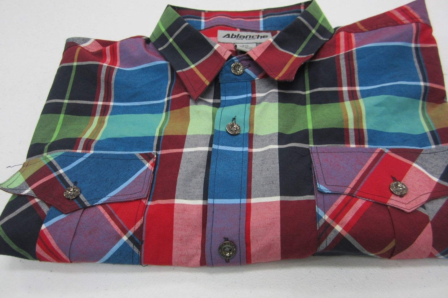 Ablanche Men's Shirt Bold Checks Plaid Multi Colored Long Sleeve  Size 3XL