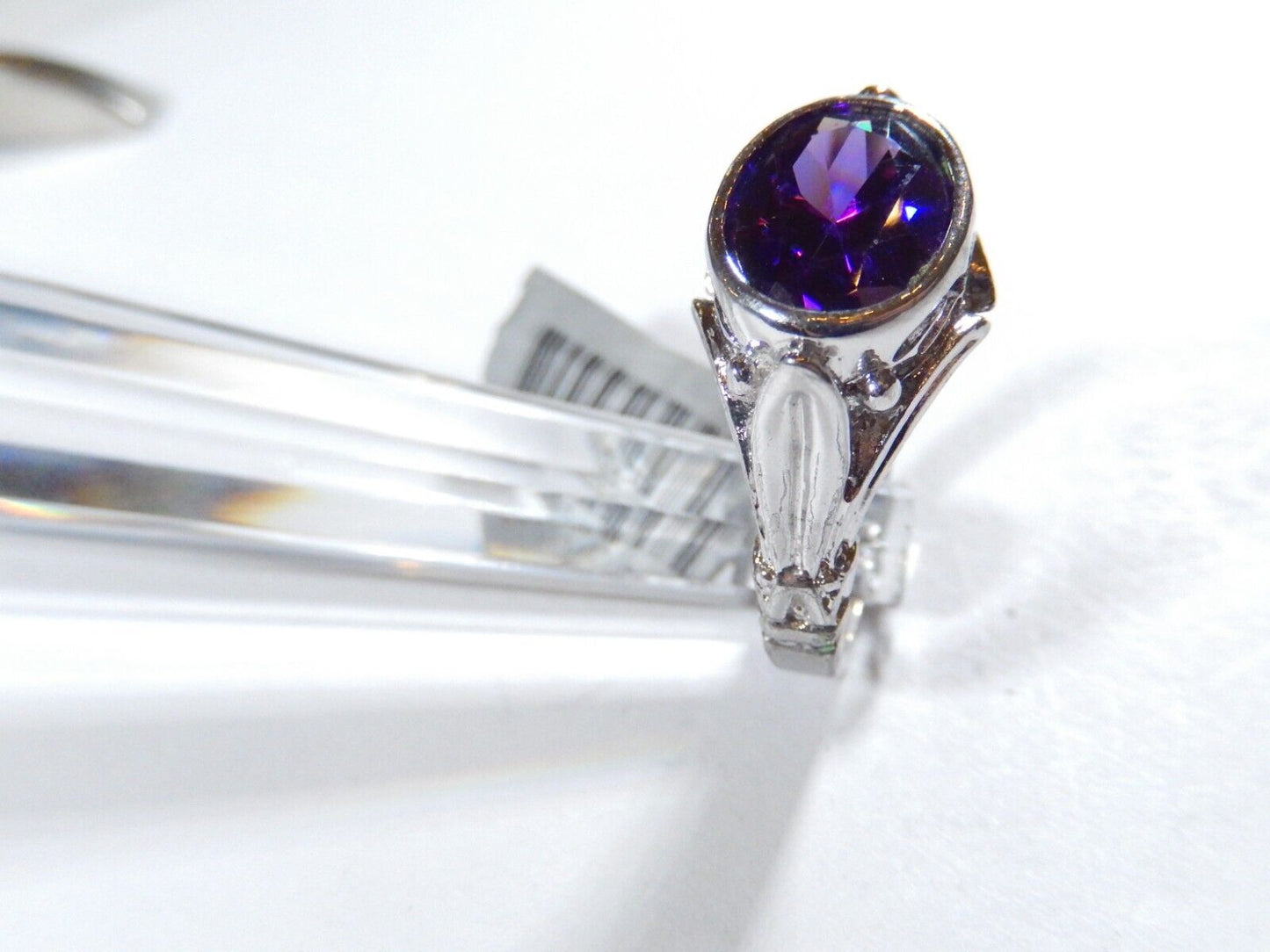 *VINTAGE*  VICTORIAN STYLE 925 STERLING SILVER 4.00 CT OVAL AMETHYST RING Sz 9