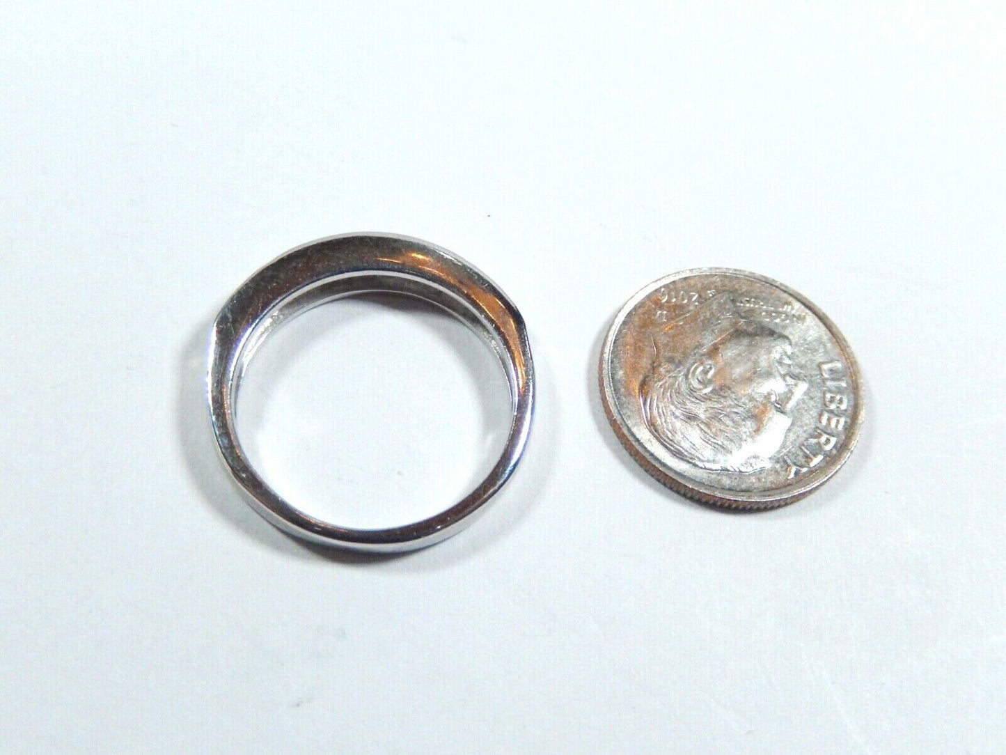 14k White Gold .33ct Natural VS Diamond 3.5mm Wide Band Ring Size 7.25
