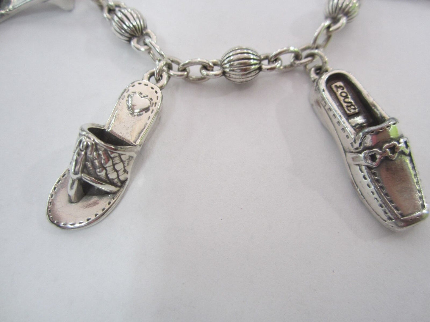 RETIRED Brighton Six SHOE Charms Silvertone Bracelet NICE