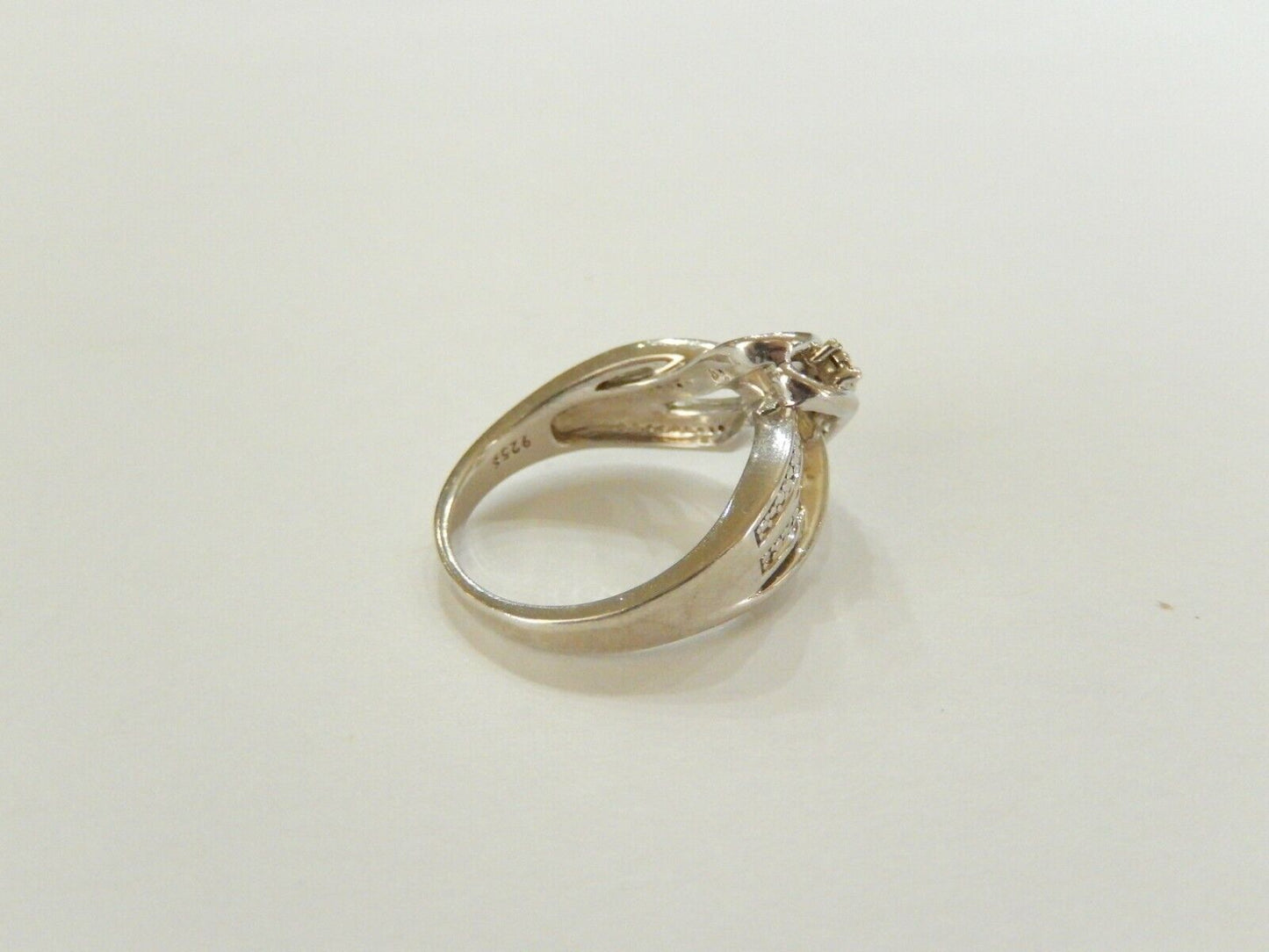 925 Sterling Silver Luxury Diamond Engagement Wedding Ring SZ 7