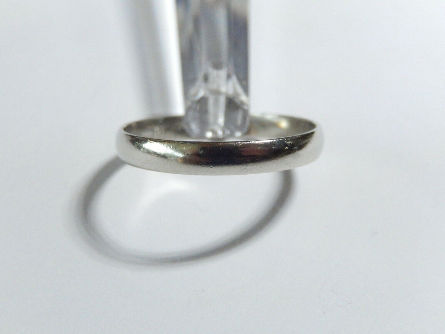 10k White Gold Unisex Smooth 3.5mm Half Round Wedding Band Size 10.75