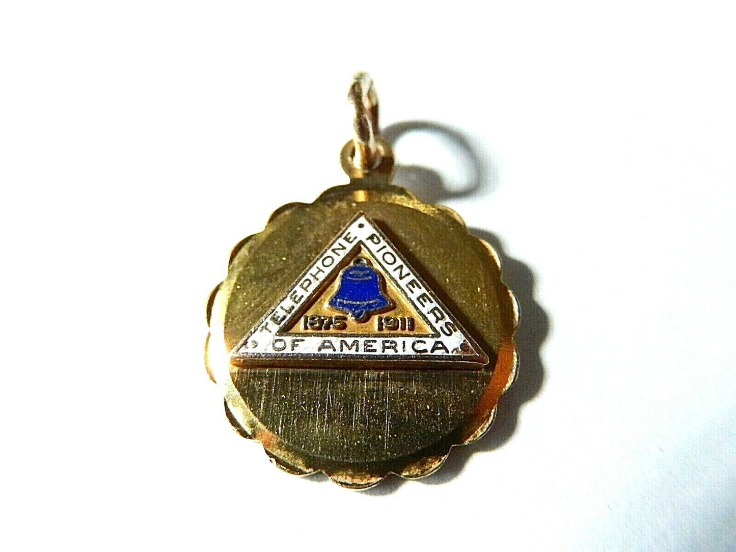 *VINTAGE* 14K Yellow Gold Telephone Pioneers of America Pendant  / Charm