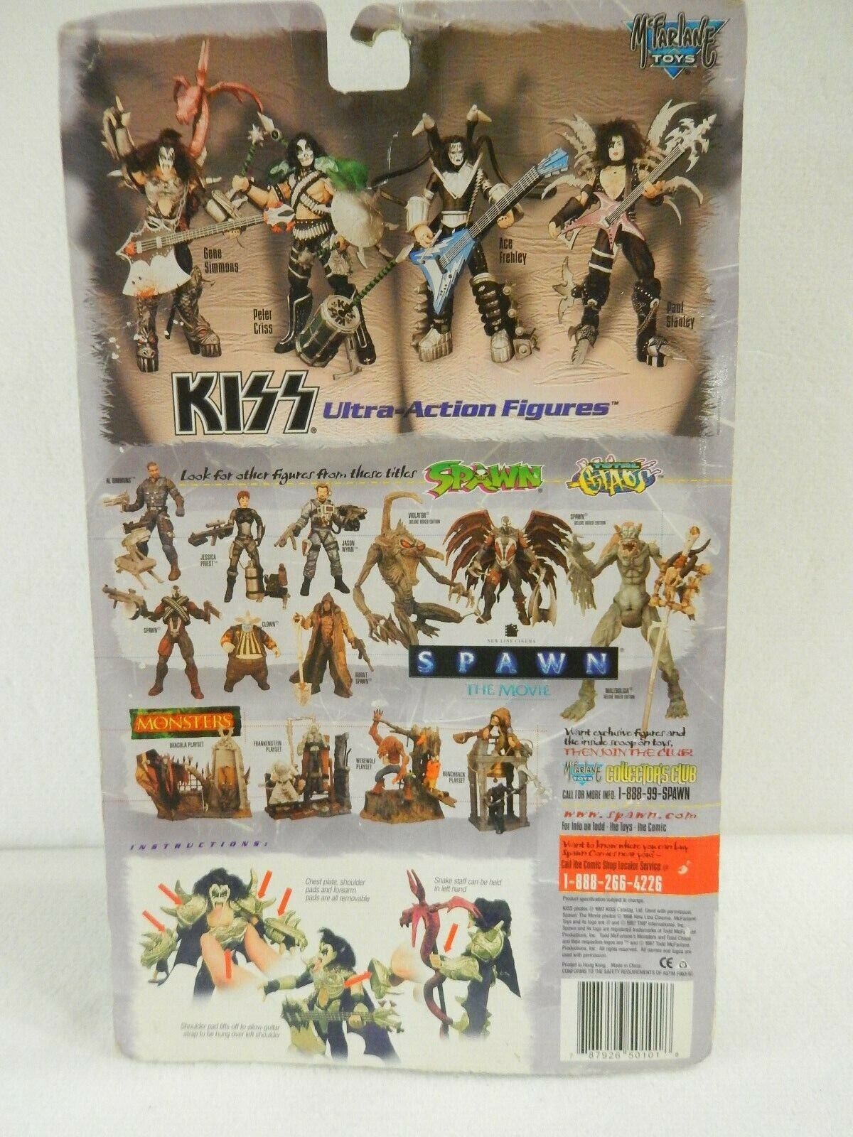 NEW KISS BY MC FARLANE GENE SIMMONS AX BASS AND WINGED SNAKE STAFF ACTION FIGURE