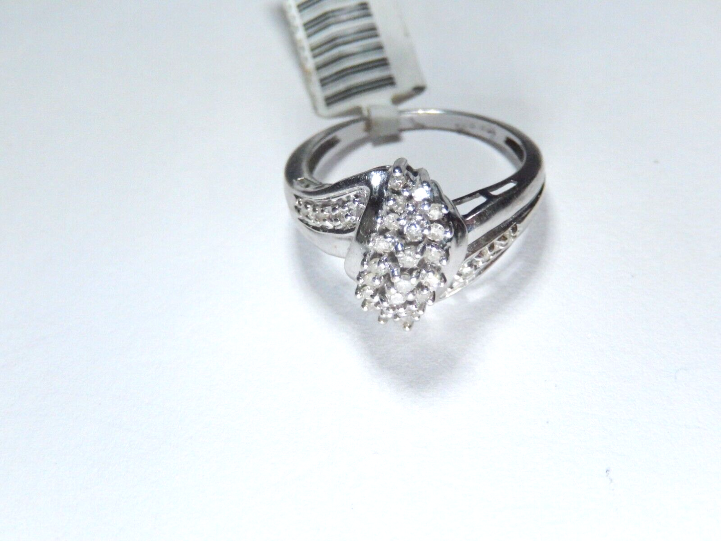 *VINTAGE* 10k White Gold .50CT Diamond Cluster Cocktail Ring Size 7.5