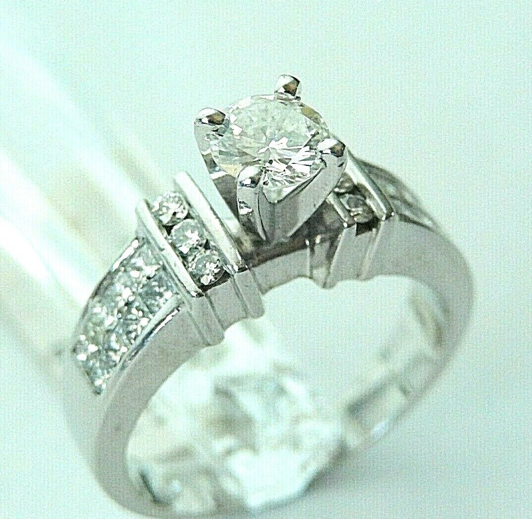 14K White Gold 1.5ct  Natural VVS Diamond  Beautiful Engagement Ring Sz 8.75