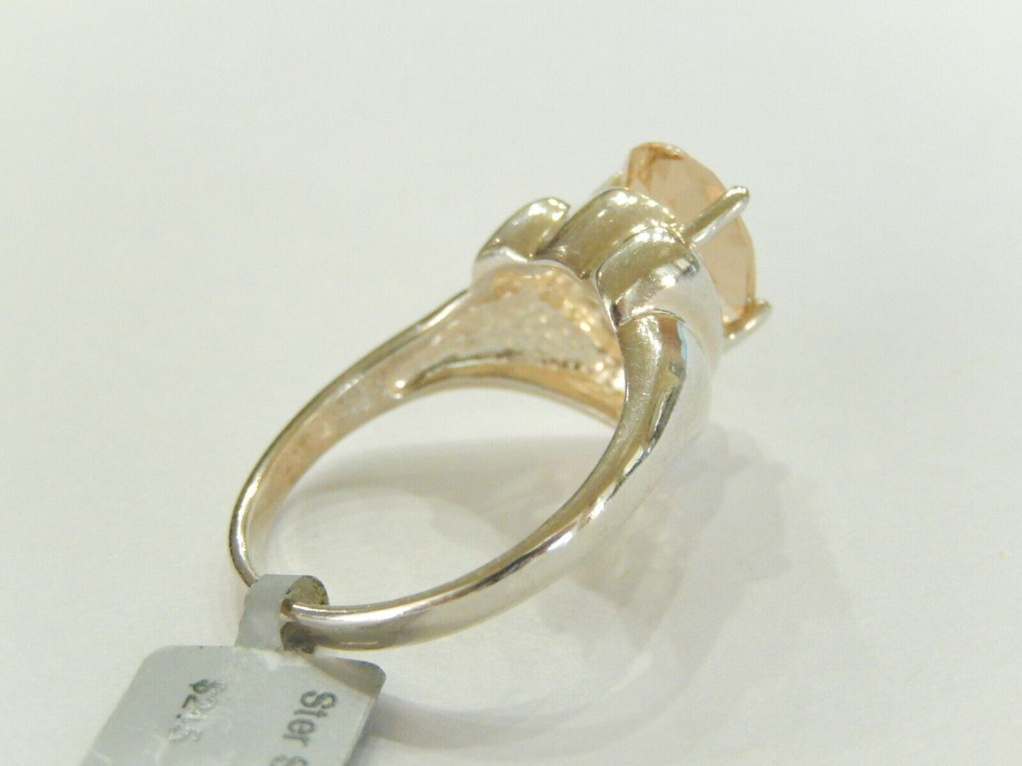 *VINTAGE*  Sterling Silver 3.00 CT Citrine Solitaire Ring  Size 10.25
