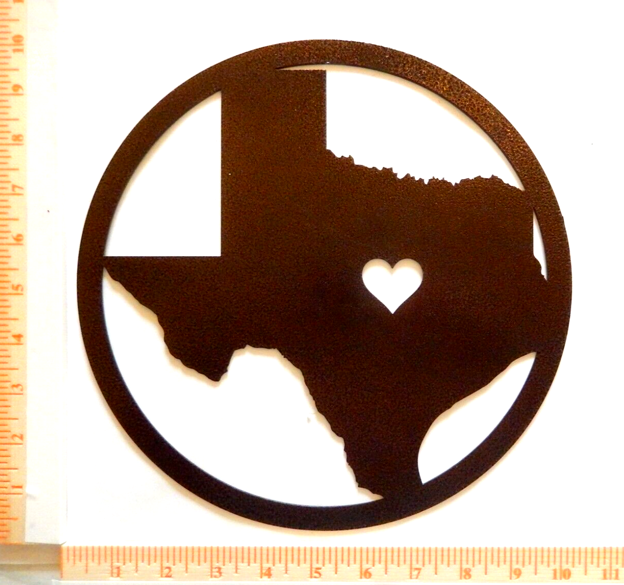"NEW" STATE OF TEXAS WITH HEART" METAL WALL ART 14ga. 10"x10"