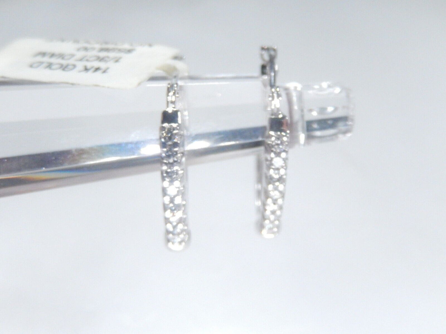 10K White Gold  1/3 CT Natural Diamond 3/4" Oval Hoop Earrings