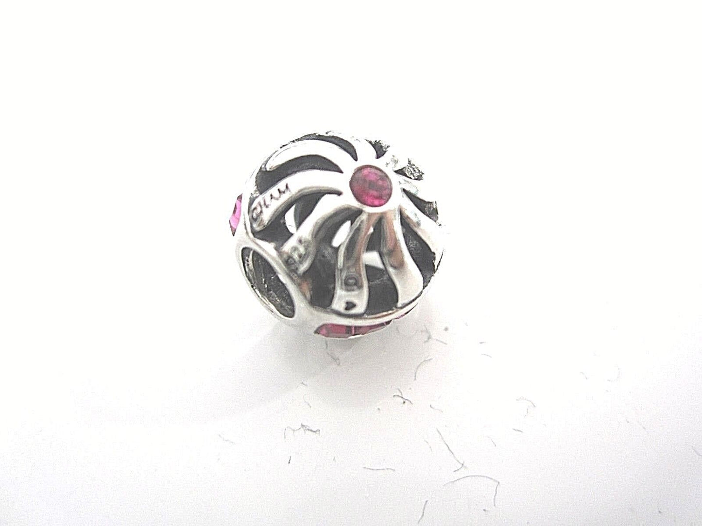 Authentic Chamilia Sterling Silver Swarovski Crystal Red Bead Charm Retired