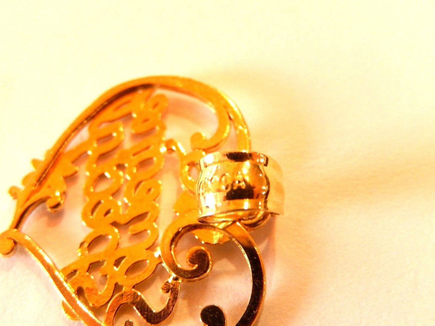 14K Yellow Gold  Diamond Cut 'Someone Special' Heart Love Charm Pendant