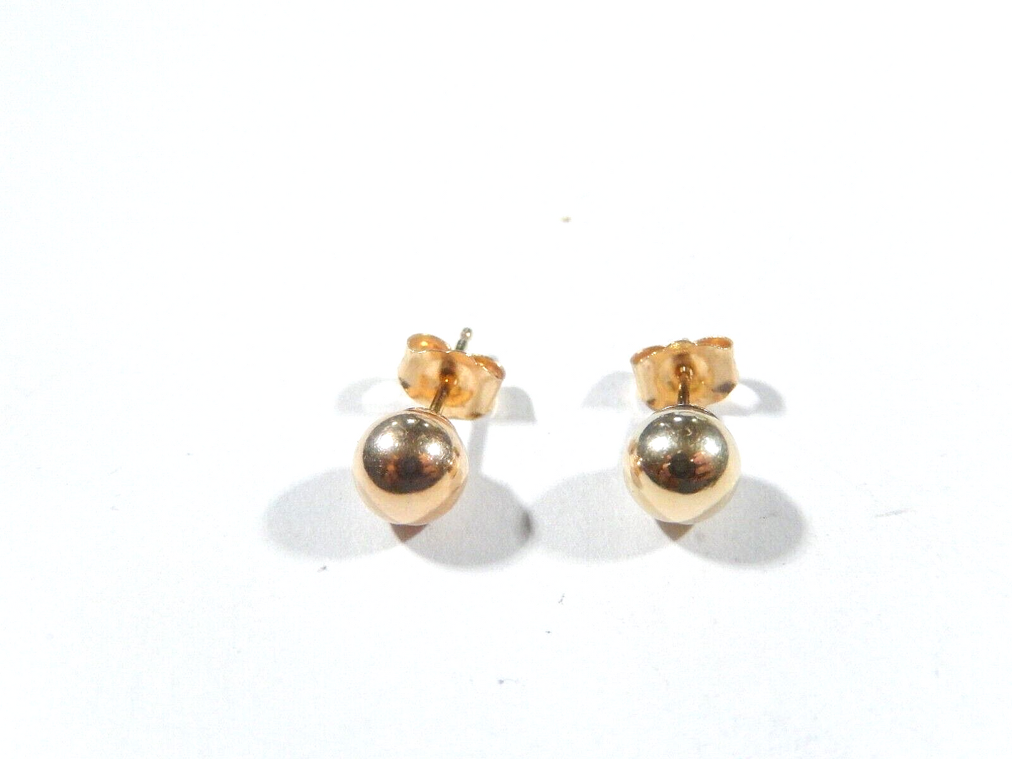 Solid - 14k Yellow Gold 6mm Ball Ear Studs