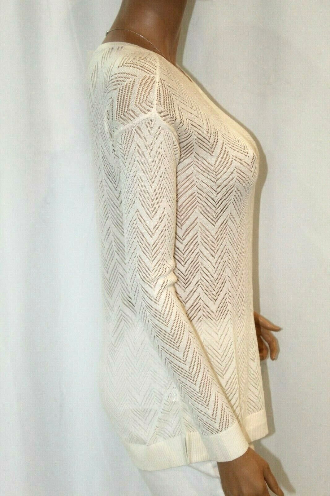 *NWT* LOFT Ann Taylor Womens Cream Long Sleeve Pullover See Thru Knit Top Sz S
