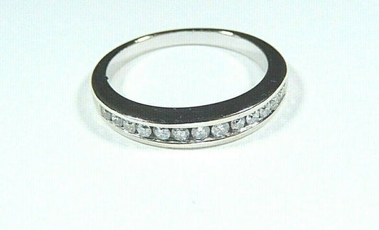 14k White Gold .33ct Natural VS Diamond 3.5mm Wide Band Ring Size 7.25