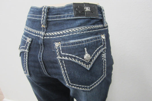 NWT Miss Me Thick-Stitch Mid-Rise Curvy Bootcut Jeans D5014VB291 Size W25 X 34