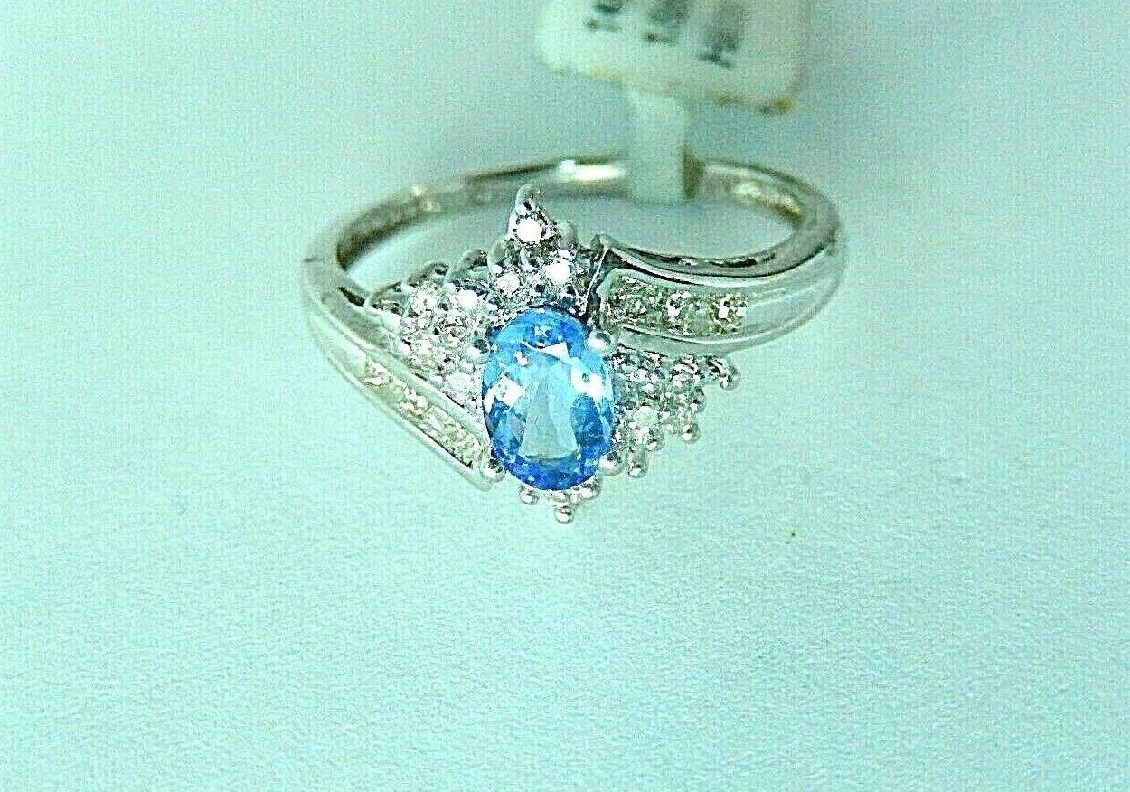 14K White Gold Oval Tanzanite & VS Diamond Halo Cocktail Ring Sz 7.5