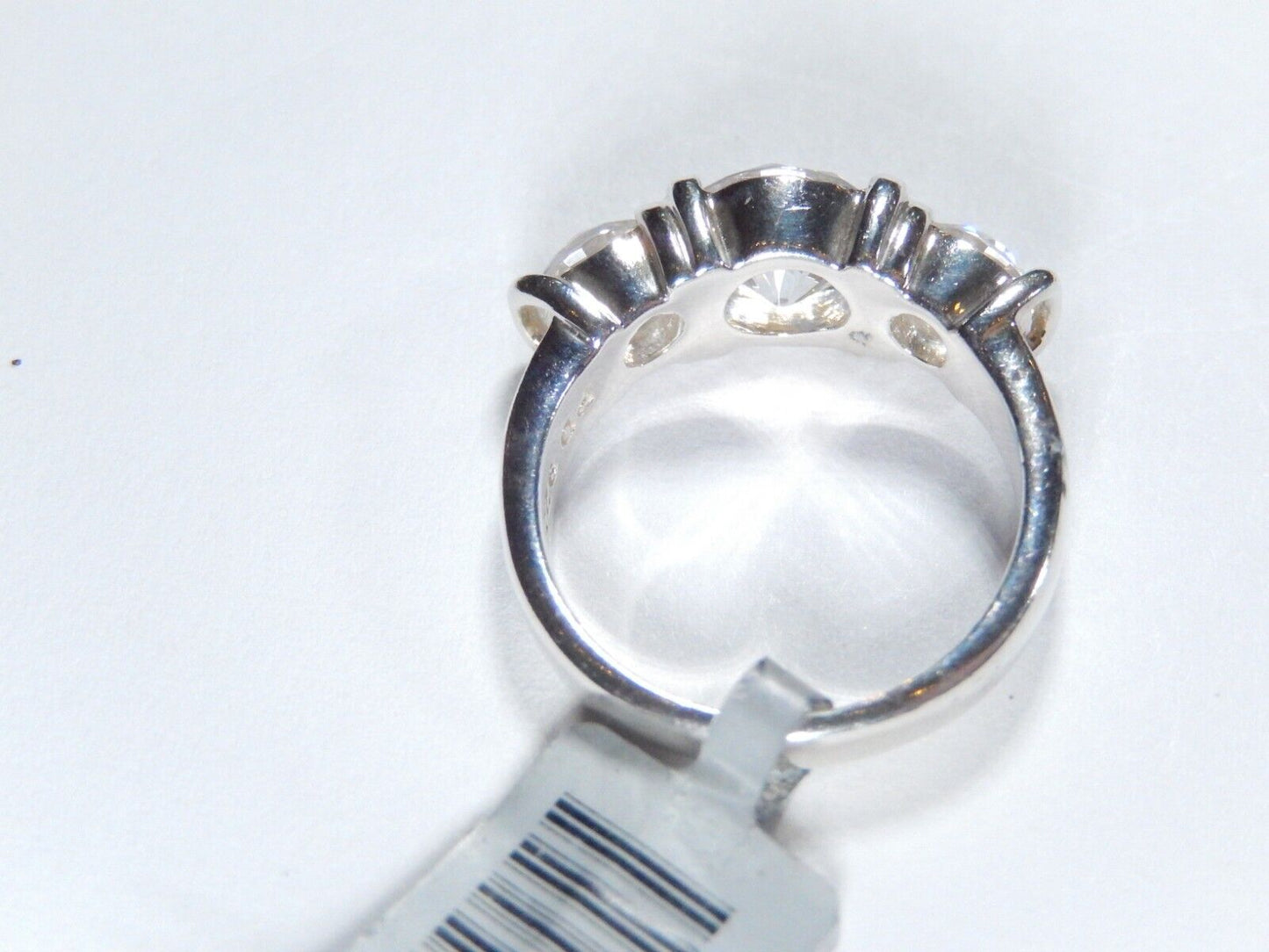 *VINTAGE*  Sterling Silver Three Stone 2.00 CT Round Cut CZ Engagement Ring Sz 6