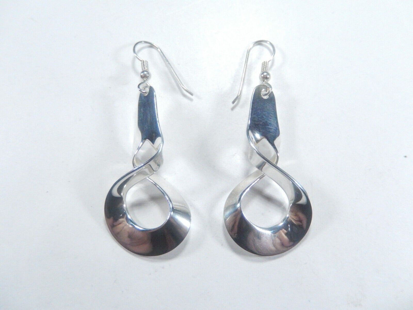 *VINTAGE*   Dangling Sterling Silver .925 Modernist  Earrings 2 1/4" Tall
