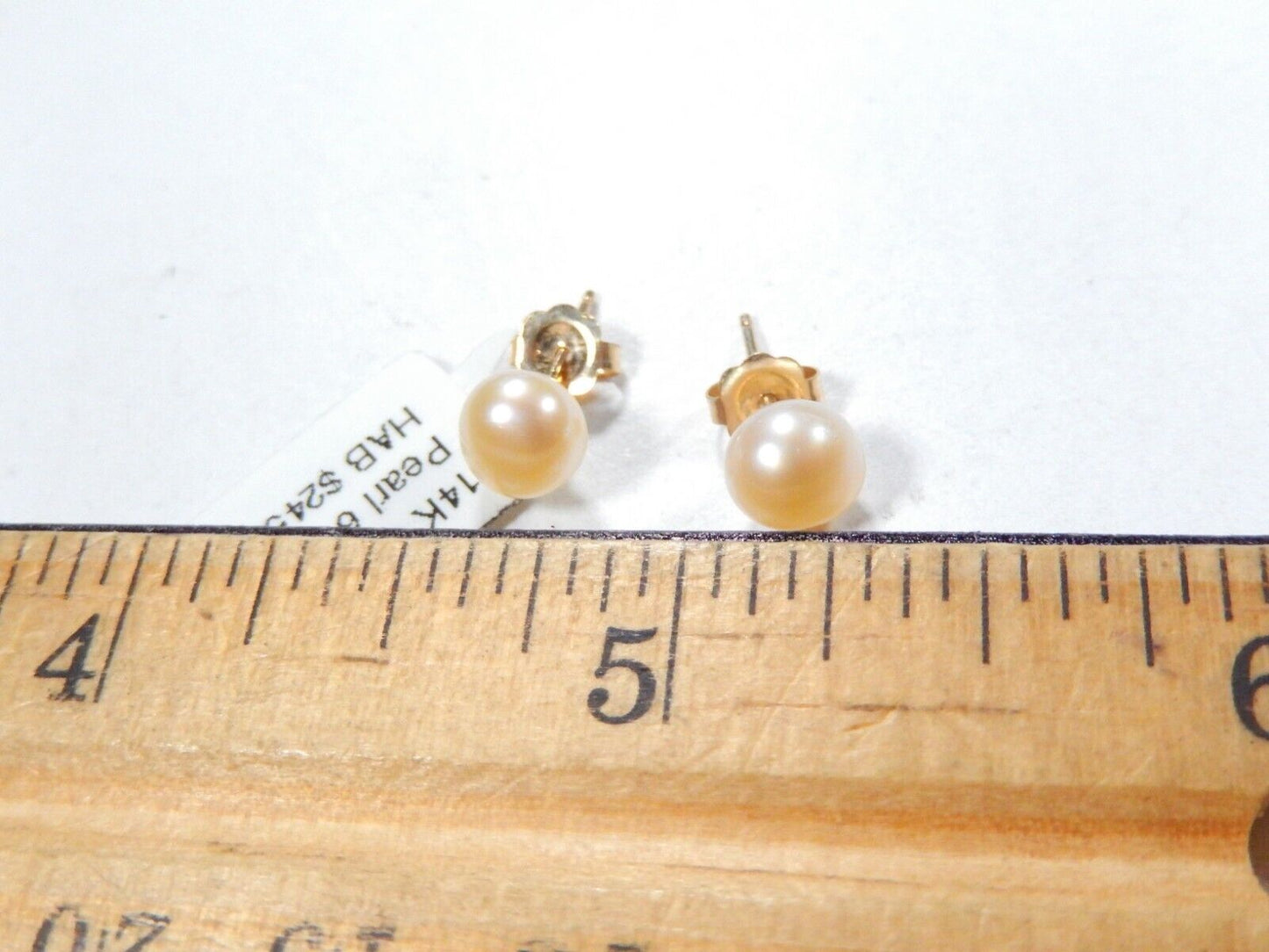 14K Yellow Gold 6.5mm Cultured Pearl Button Stud Earrings