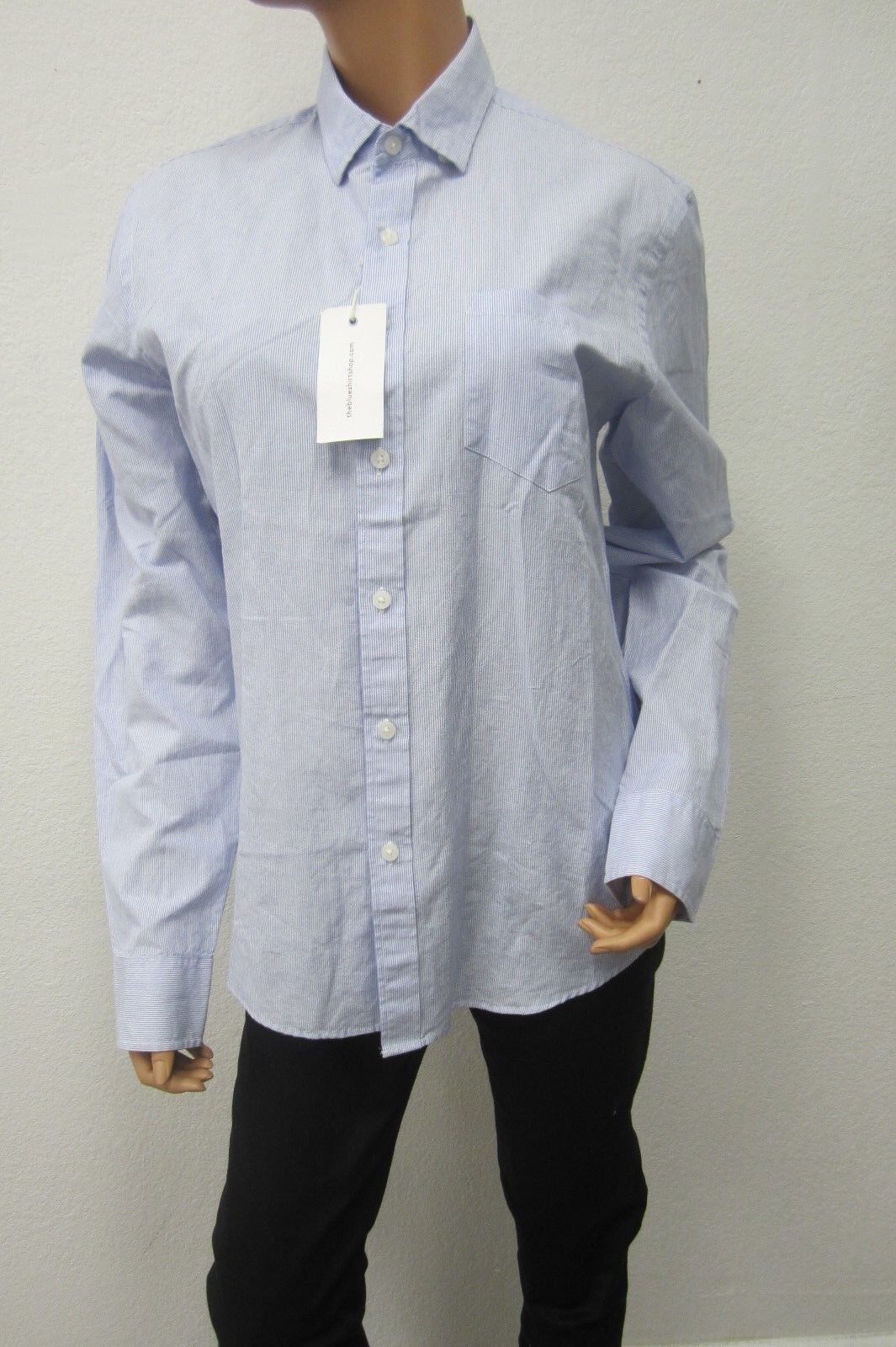 *NWT*$128  The Blue Shirt Shop Bowery & Bleeker Blue Striped Button Down Sz M