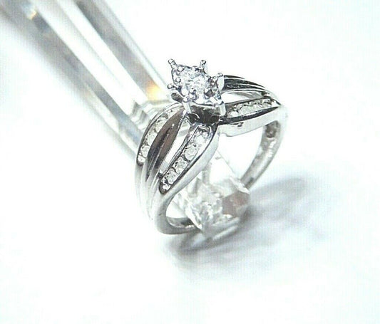 *NWT* 10K White Gold 1/3CT Natural Diamond Wedding Engagement Ring Size 7.25