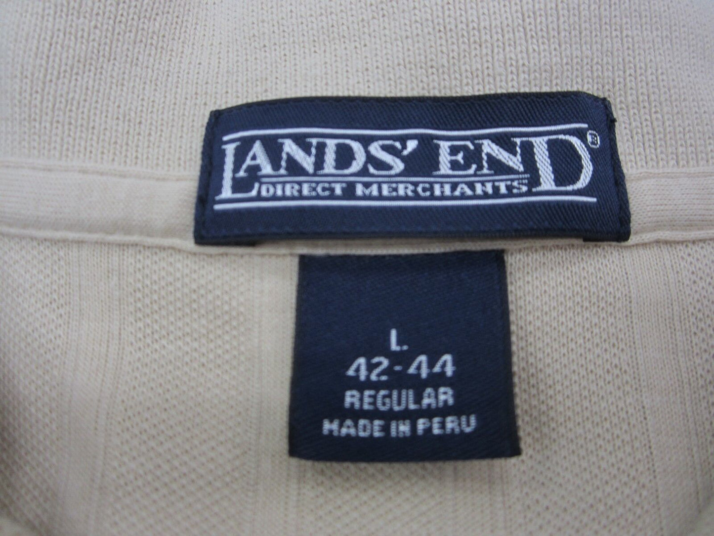 VERY NICE Lands' End Polo Men's Short Sleeve Ribbed Cotton Shirt Size L 42-44