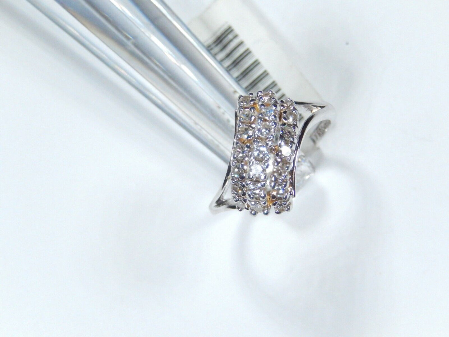 *VINTAGE*14K White Gold 1/2CT Diamond 3 Row Waterfall Cluster Bypass Ring Size 7