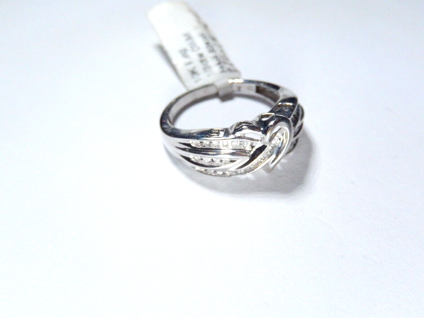 *VINTAGE* 10k White Gold  1/3 CT  Natural Diamond *LOVE* Cutout Band Size 7.5