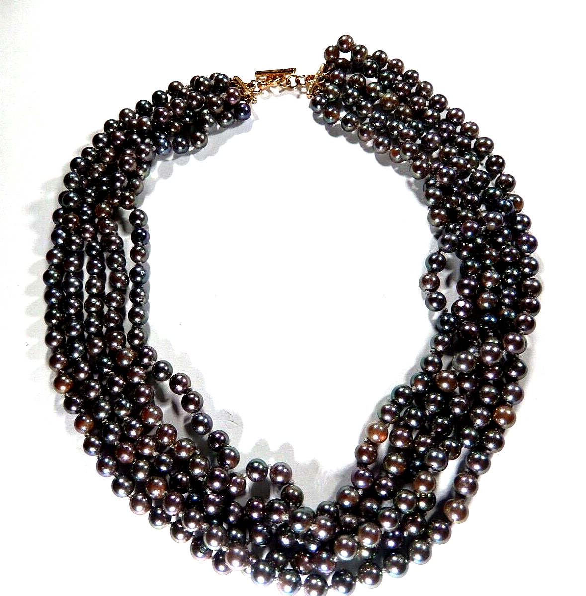 STUNNING - STATEMENT - Five  Strand  5.50mm Tahitian Pearl 16" Necklace