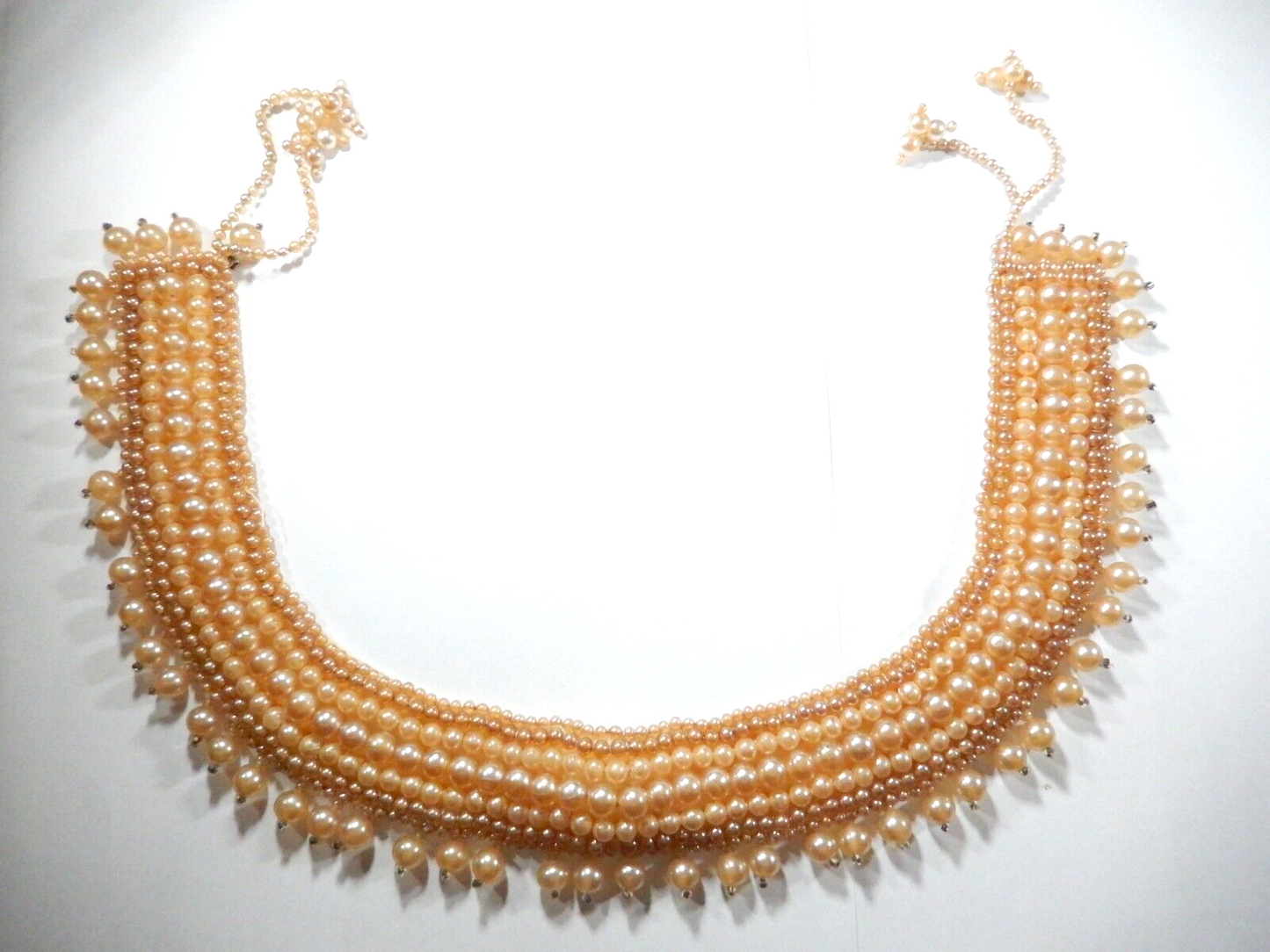 GLENTEX Vintage Jewelry Necklace 7-Row Faux Pearl Collar 18” long MADE IN JAPAN