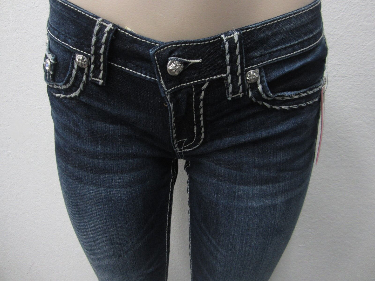 NWT Cute Miss Me Boot Cut Saddle Stitch Dark Jeans  JS5014B58V Size 26 x 32