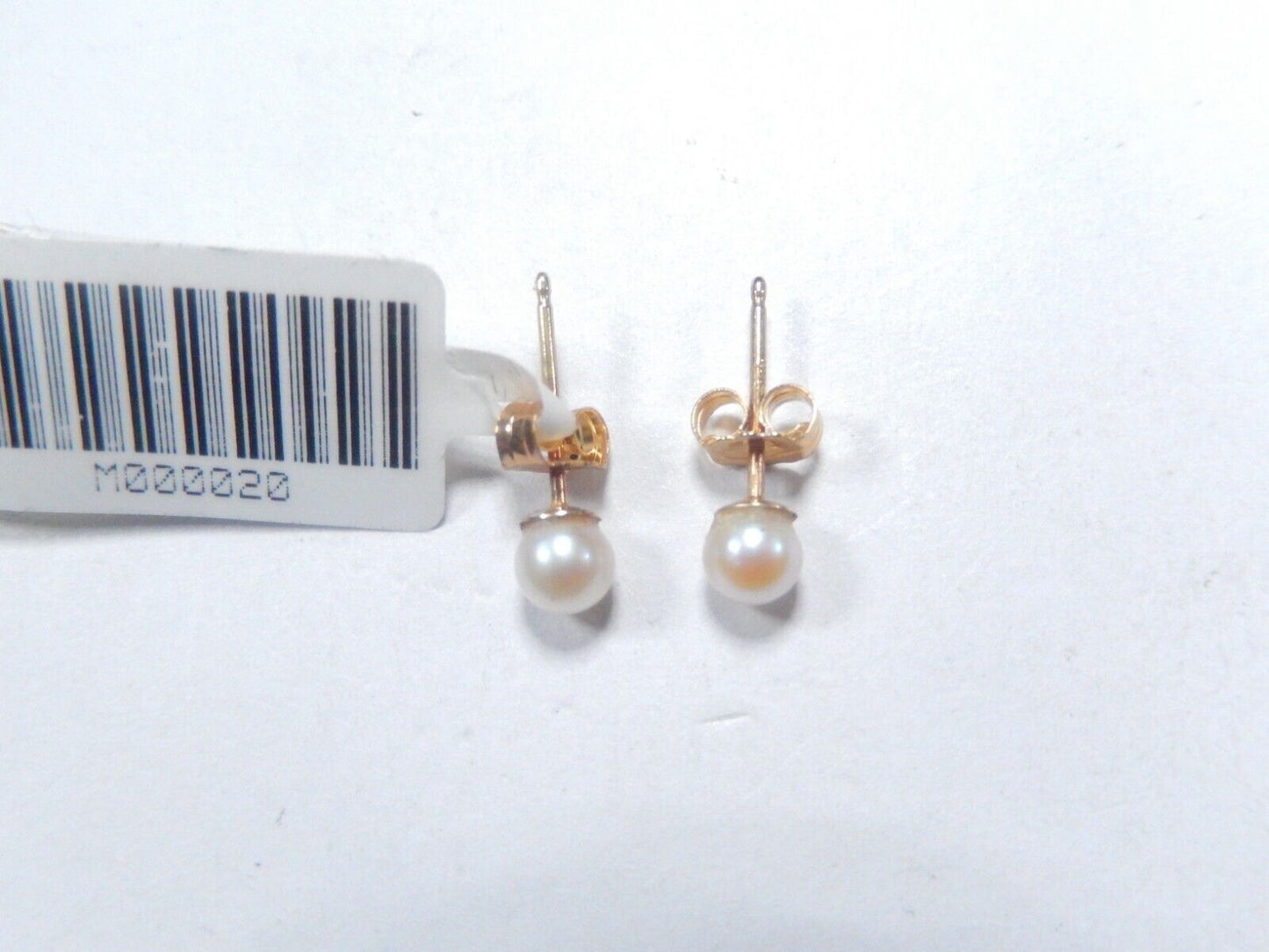 14k Solid Yellow Gold Cream Pearl 4 mm Butterfly Backs Earrings