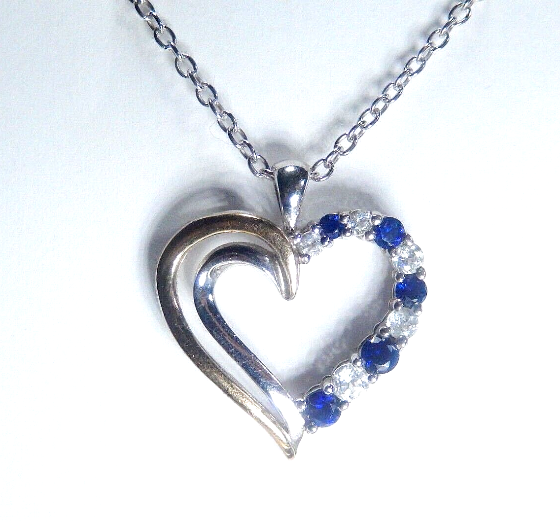 *VINTAGE*  10K Yellow Gold & Sterling Silver CZ & Lab Created Heart Necklace
