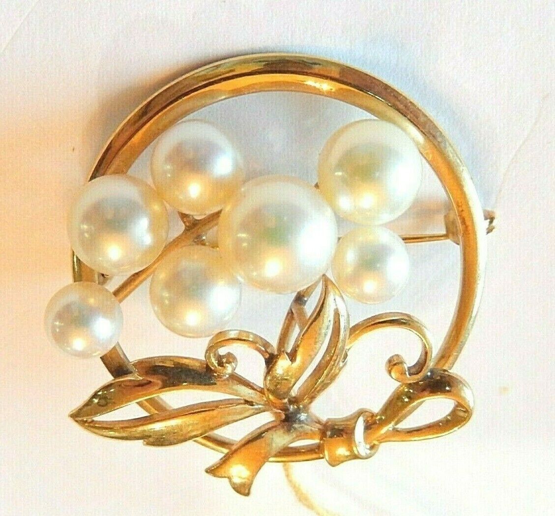 RARE*MIKIMOTO*  VINTAGE 33mm  LARGE AAA SOUTH SEA PEARL 14KT YELLOW GOLD  BROOCH