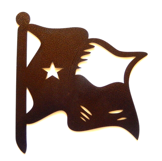 ~NEW~ 14ga. "TEXAS STATE WAVING FLAG" Copper Brown Metal Wall Art - 11" x 9.5"