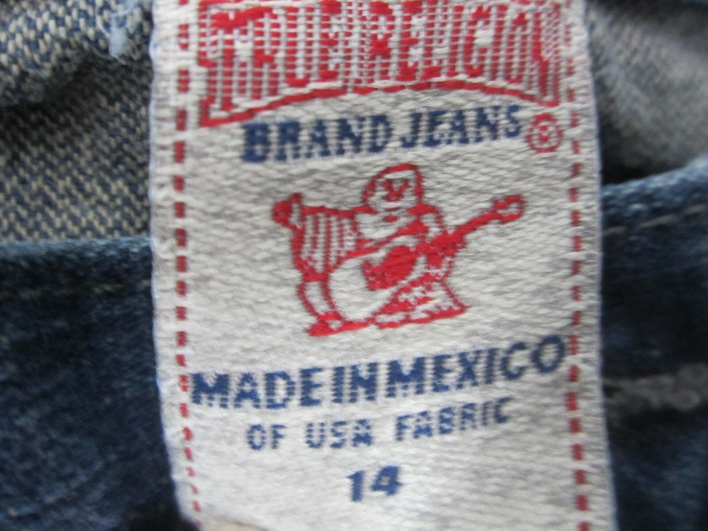 AUTHENTIC True Religion Preowned Girls Blue Straight Leg Denim Jeans 14 X 30