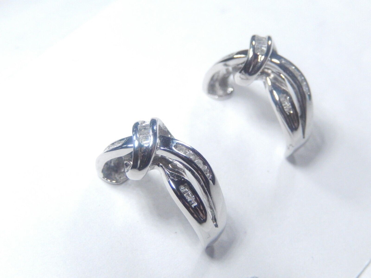 10K White Gold .33CT  Natural Diamond  Cluster Earrings